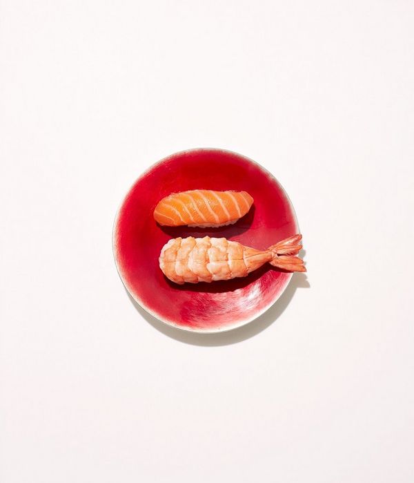 Sushi on a plate is arranged to represent the Japanese flag for a novel still-life shot by Felicity McCabe.