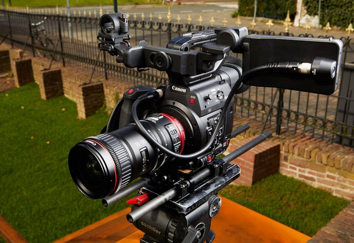 The Canon EOS C200 with a CN E18-80mm T4.4 L IS KAS S