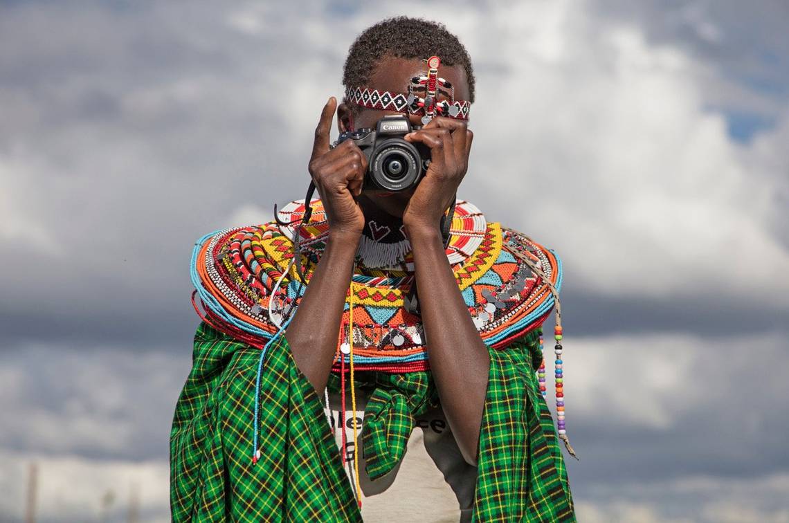 One of the participants of a photography workshop run by photographer and videographer Stephanie Sinclair in rural Kenya.