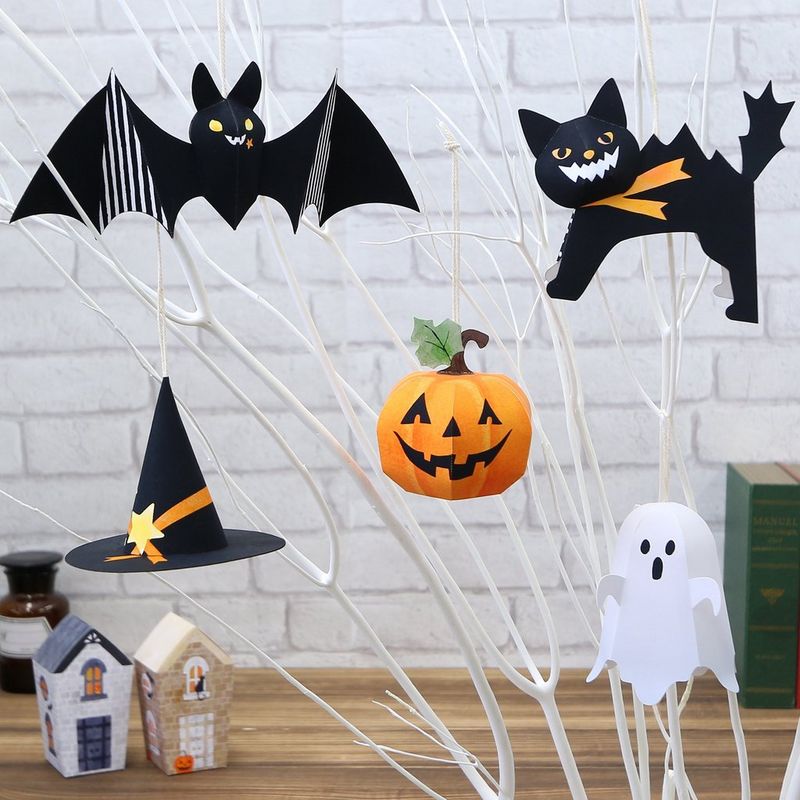 Поделки на хэллоуин своими руками украшения к празднику милые тыквы и призраки из бумаги