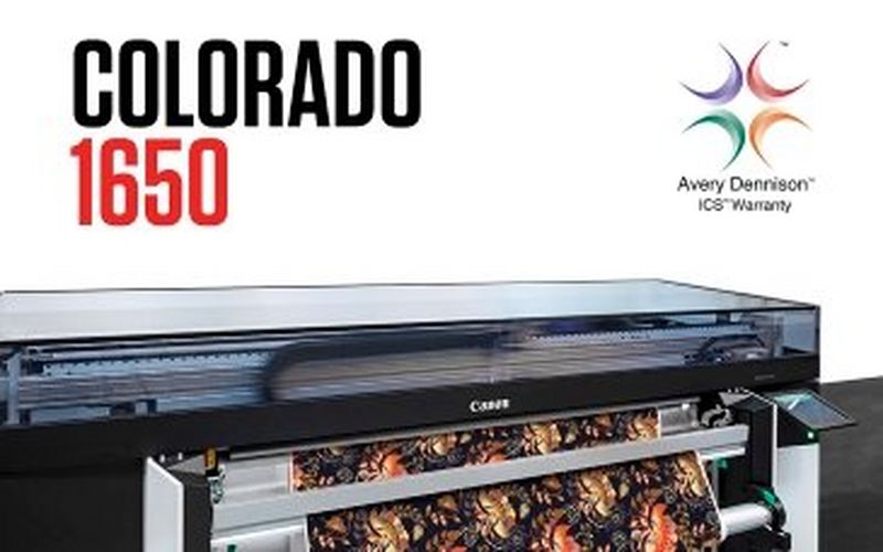 COLORADO 1650 EN CANON UVGEL INKT ONTVANGEN DE AVERY DENNISON ICS WARRANTY CERTIFICERING