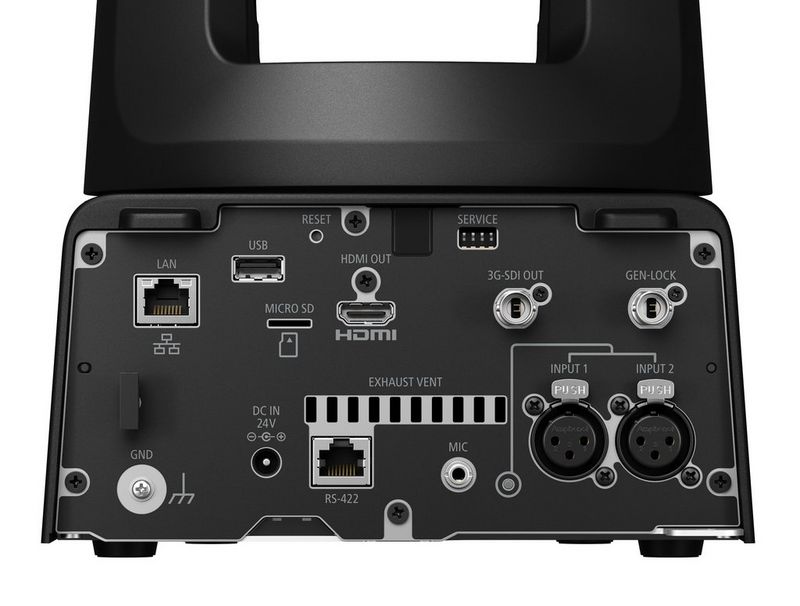 Les ports à l'arrière d'une caméra Canon CR-N500.