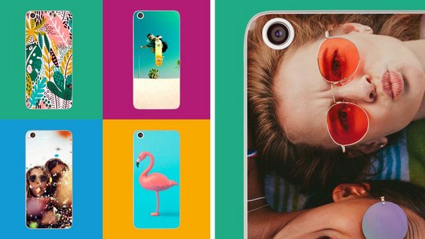 Smartphones decorated with Canon Restickable Photo Paper RP-101.