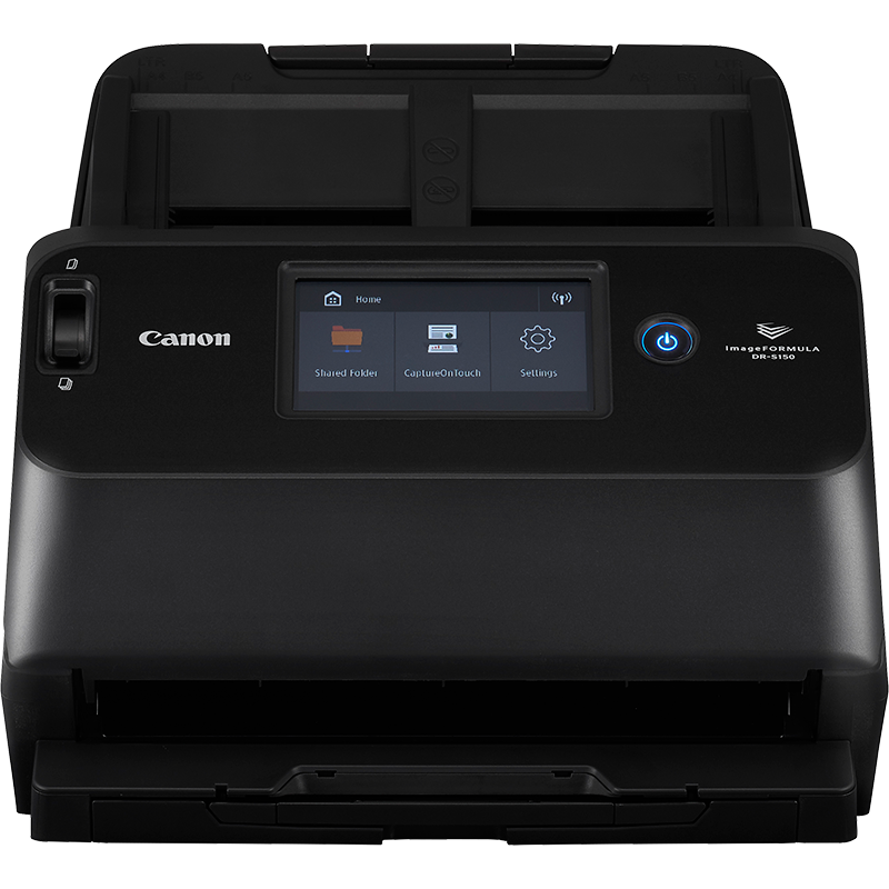 Canon imageFORMULA DR-S150 scanner with USB and network interface options, and colour touch screen