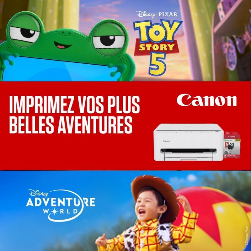Affiche de « Toy Story 5 » sur un fond bleu étoilé