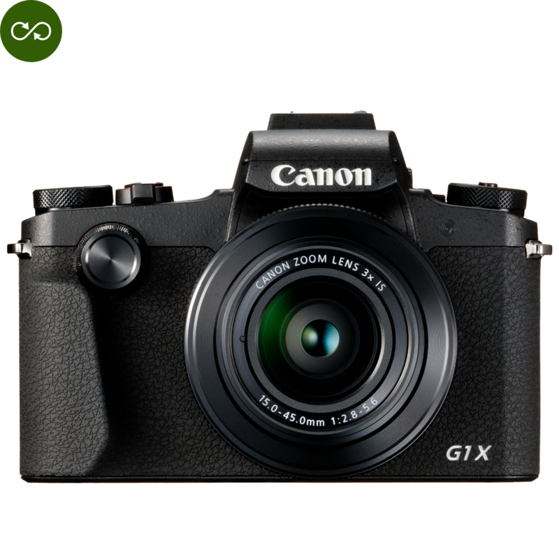 Canon PowerShot G1 X Mark III Product Front view with flash open