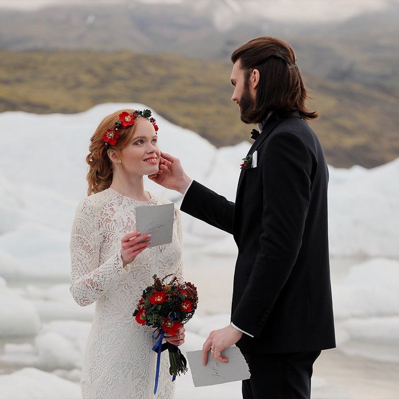 Elopement in Iceland and couple exchanging vows shot on the Canon EOS R and RF 24-105mm f/4L IS USM
