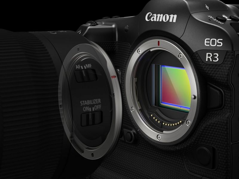 Canon EOS R3 kamera üzerinde RF montajının bir örneği