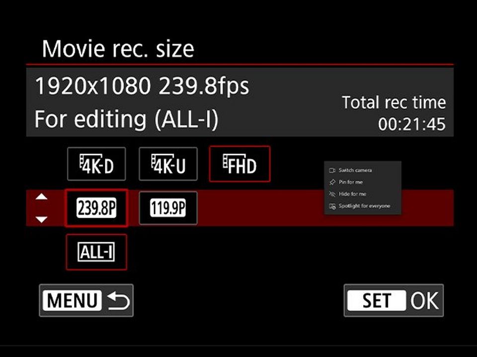 240p Full HD video
