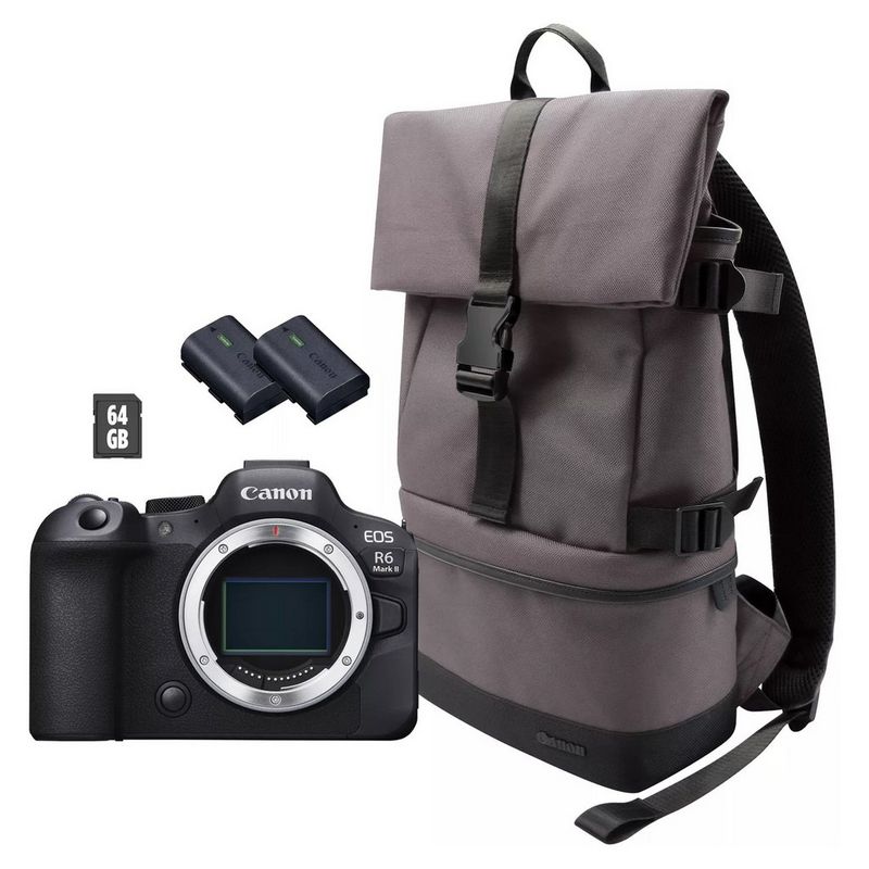 EOS R6 Mark II + zaino + scheda SD + batteria aggiuntiva