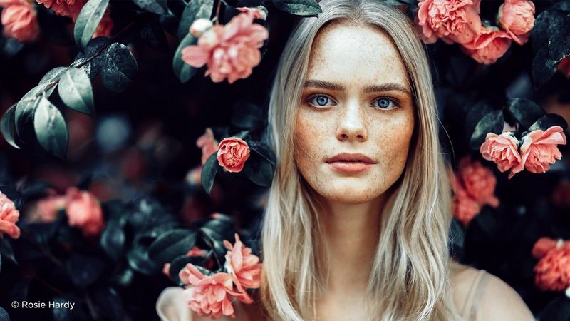 Female model flowers rosie hardy