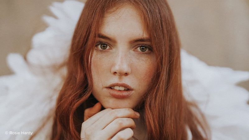 Female model white feathers