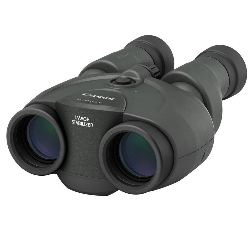A pair of Canon 10x30 IS II binoculars.