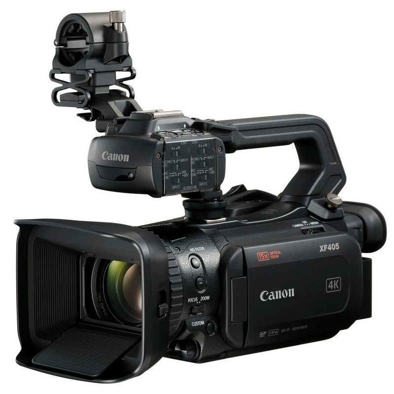 A 1.0-Type CMOS sensor professional compact 4K UHD camcorder with 15x zoom lens.