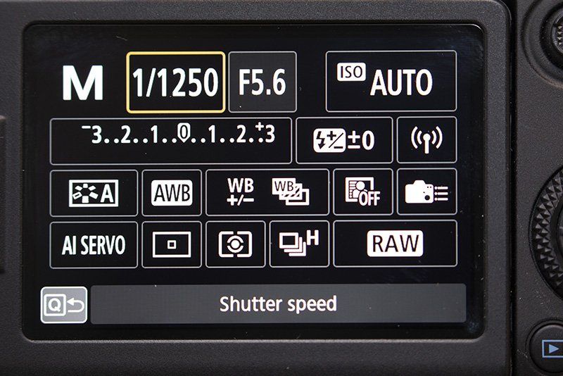 The back of a Canon EOS 90D showing the shutter speed settings.