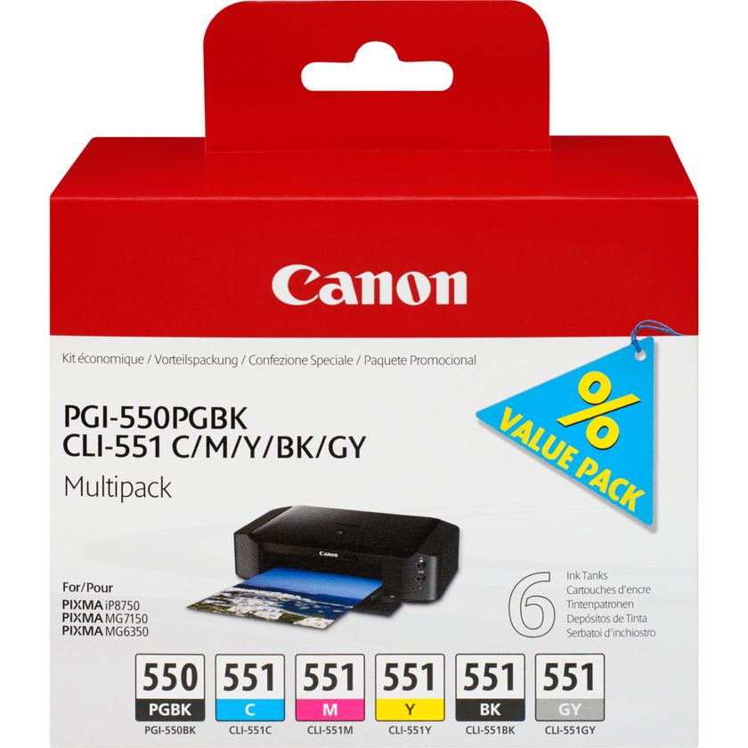 Canon PGI 550 CLI 551 PGBK C M Y BK GY 6 Ink Cartridge Multipack Canon UK Store