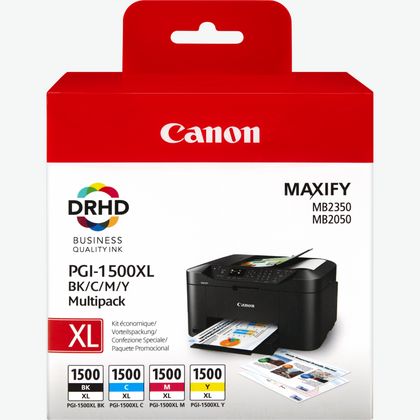Image of Canon PGI-1500XL High Yield BK/C/M/Y Ink Cartridge Multipack
