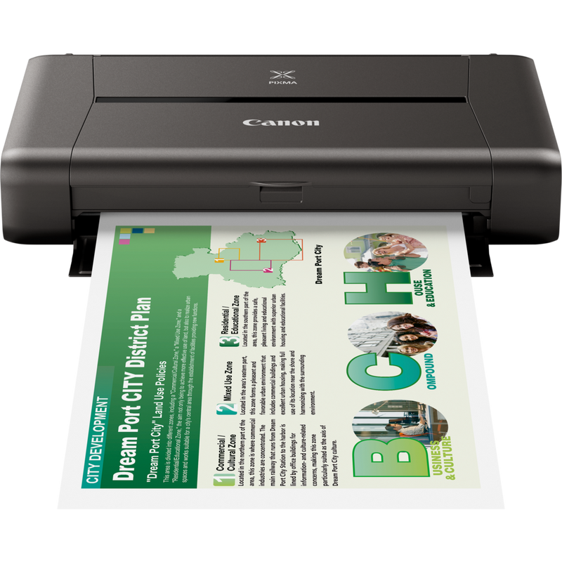 Canon PIXMA iP110 with Battery Product Front View With Paper Tray Out