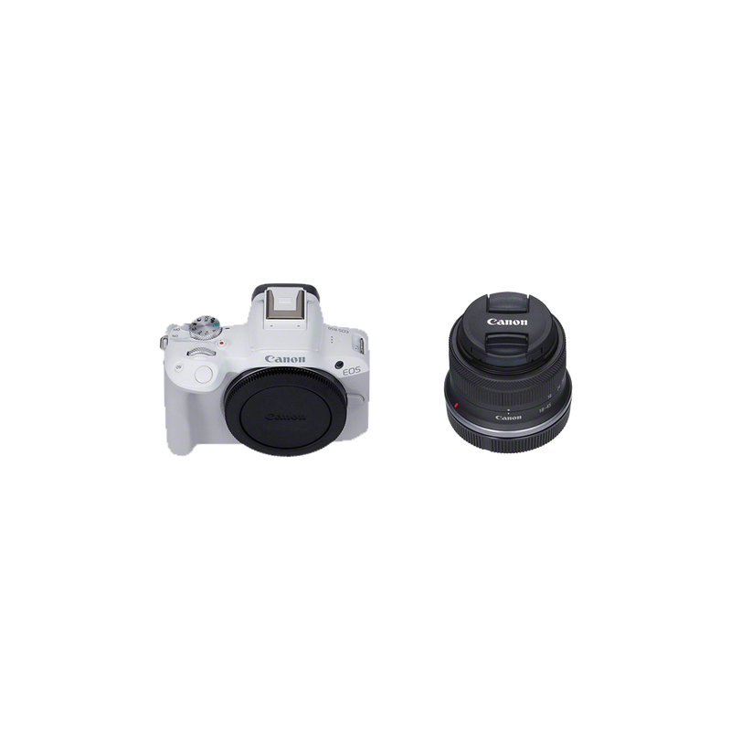 Комплект: камера EOS R50 білого кольору + об’єктив RF-S 18-45mm IS STM