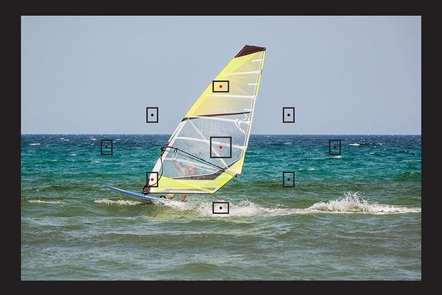 AF focus zone on windsurfer
