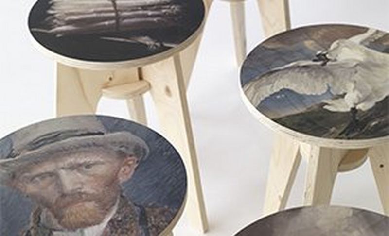 stool with portrait of vincent van gogh