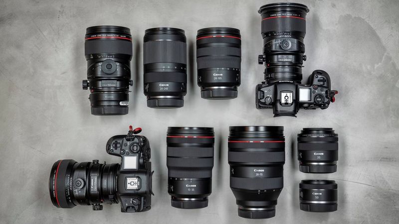 L'équipement de l'ambassadeur Canon Fernando Guerra contenant des appareils photo et des objectifs Canon.