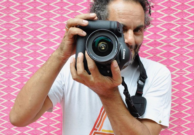 Photographer and Canon Ambassador Hassan Hajjaj with his Canon camera. © Jenny Frémont