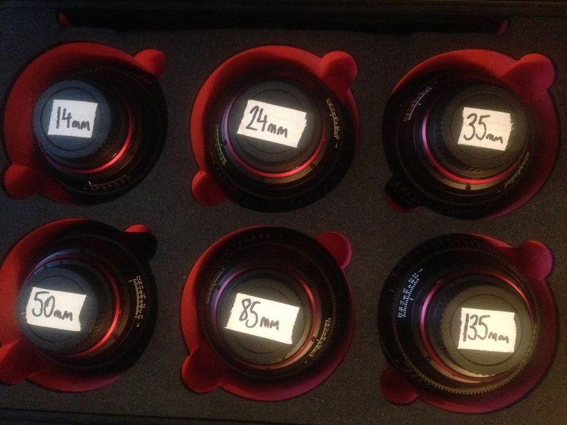 Six lenses sit within a shaped box, each labelled with its size ready to pick up and use.