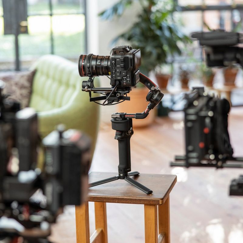 Canon Cinema EOS cameras set up on tripods in a studio.