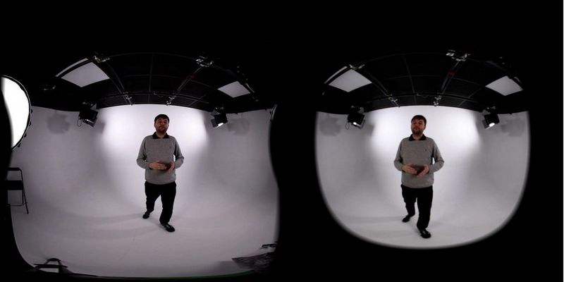  Two converted fisheye views compared. The 180° field of view on the left includes extraneous objects such as lights and a chair at the sides of the image, while the 140° view does not.