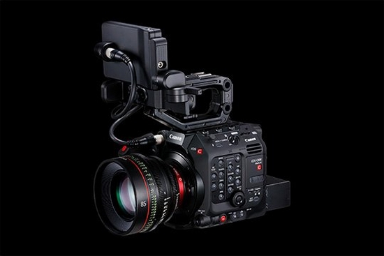 A Canon EOS C300 Mark III cinema camera with a CN-E85mm T1.3 L F Cine Prime lens.