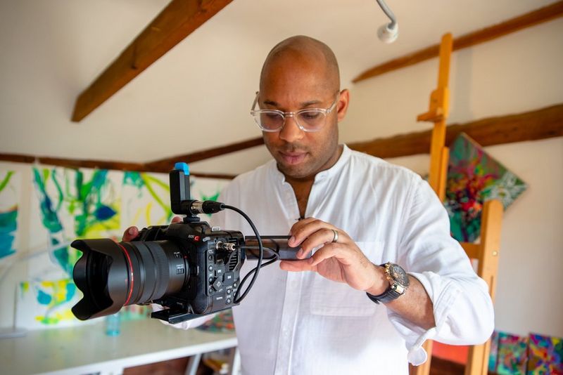 Objectif De Caméra Professionnelle Sur Un Plateau De Tournage