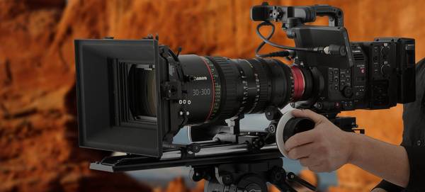 A Canon EOS C500 Mark II with 30-300mm cine lens.