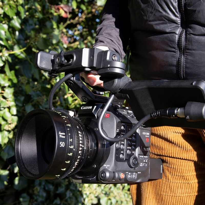 A Canon EOS C500 Mark II with a Canon CN-E50mm T1.3 FP X Sumire Prime lens.