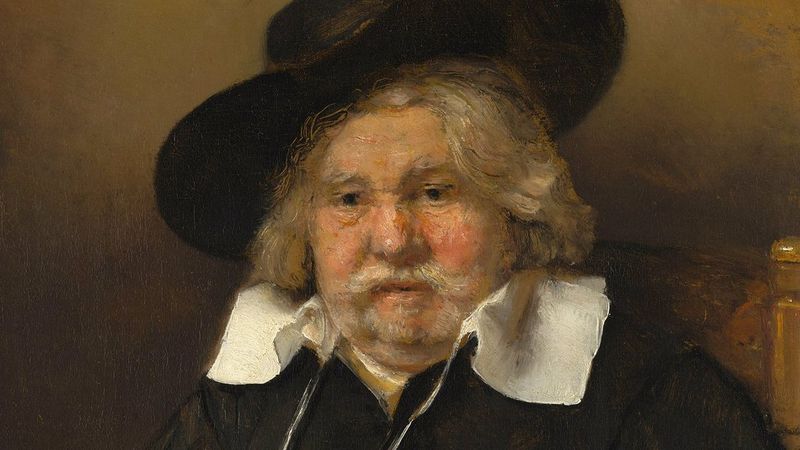 Close upon the face of Rembrandt’s Portrait of an Elderly Man (Copyright: Mauritshuis collection, The Hague).