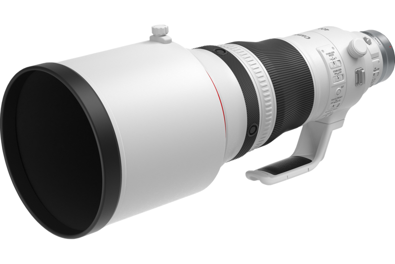 Canon RF 400mm F2.8L IS USM front slant with hood