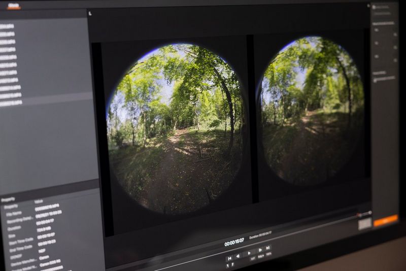 A computer screen showing the two circular images taken by the Canon RF 5.2mm F2.8L Dual Fisheye side by side.
