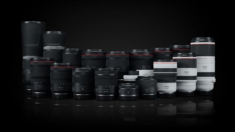 RF lens range with a black background.