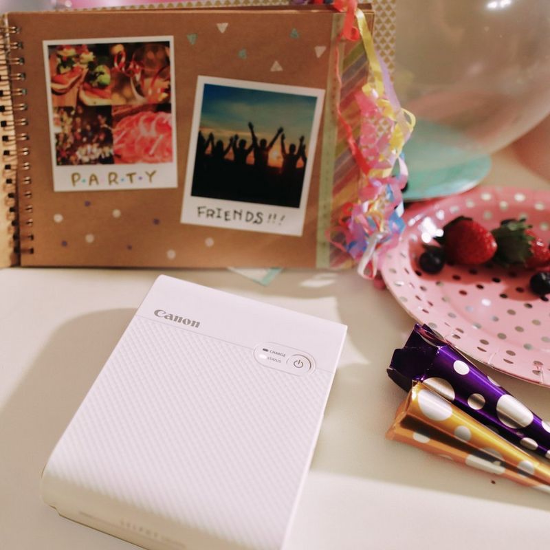 Canon SELPHY SQUARE QX10 Portable Colour Photo Wireless Printer, White Printer with a Photo Album