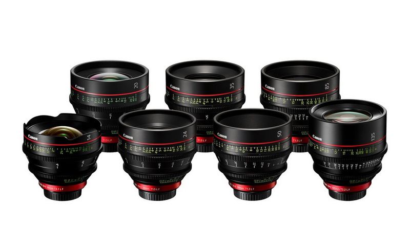 A selection of Canon's cinema lenses.