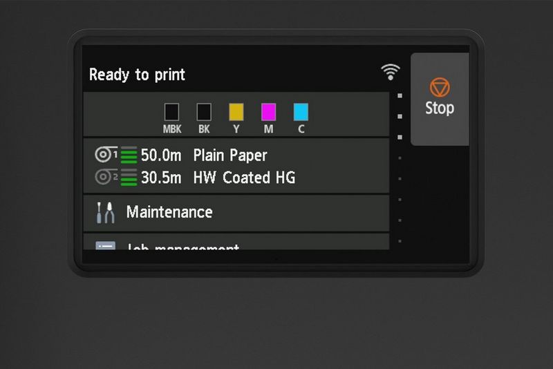 Intuitive touchscreen of imagePROGRAF TZ series large format printer