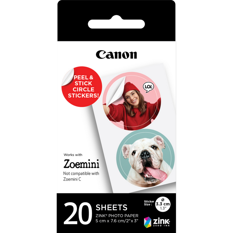 ZINK™ 1.3” Pre-Cut Circle Sticker - 20 sheets