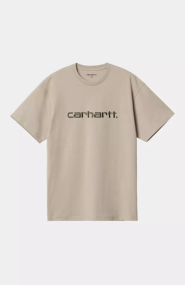 Carhartt T-shirt lichtgrijs-bruin gestippeld casual uitstraling Mode Shirts T-shirts 