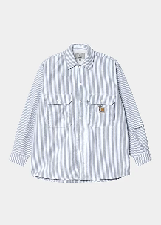 Carhartt WIP Long Sleeve Invincible 15 Shirt (Stripes) in White