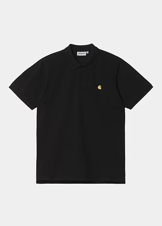 Carhartt WIP Short Sleeve Chase Pique Polo in Nero