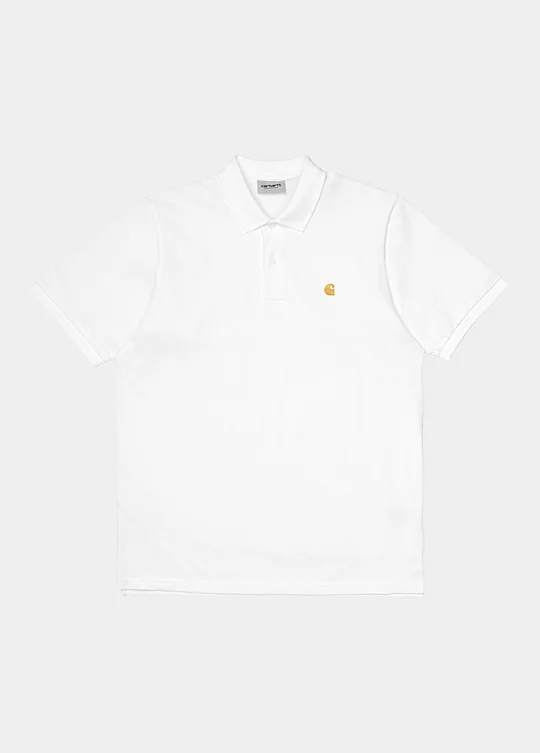 Carhartt WIP Short Sleeve Chase Pique Polo in White