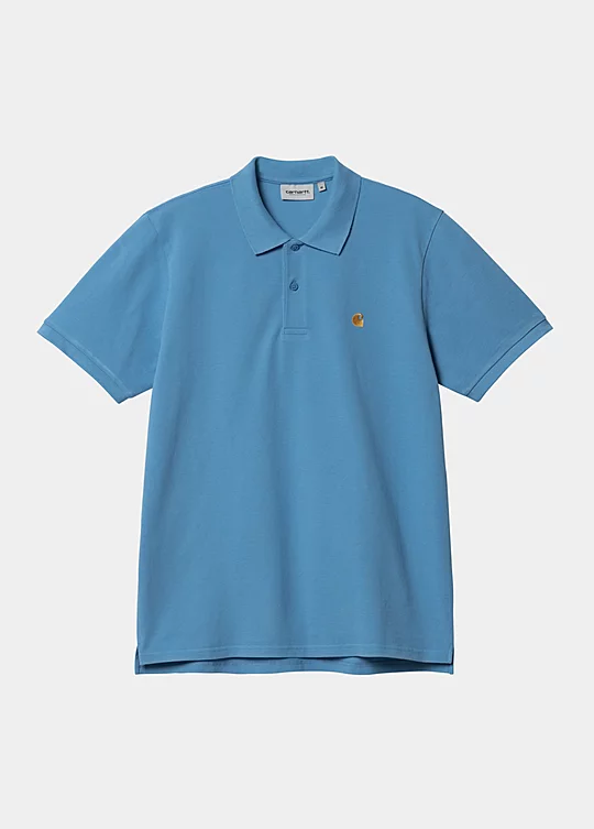 Carhartt WIP Short Sleeve Chase Pique Polo in Blu