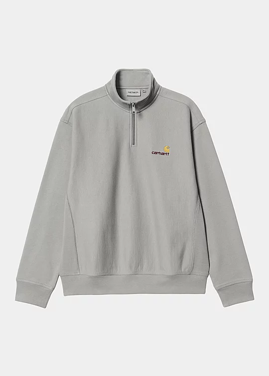 Carhartt WIP Half Zip American Script Sweatshirt in Grey