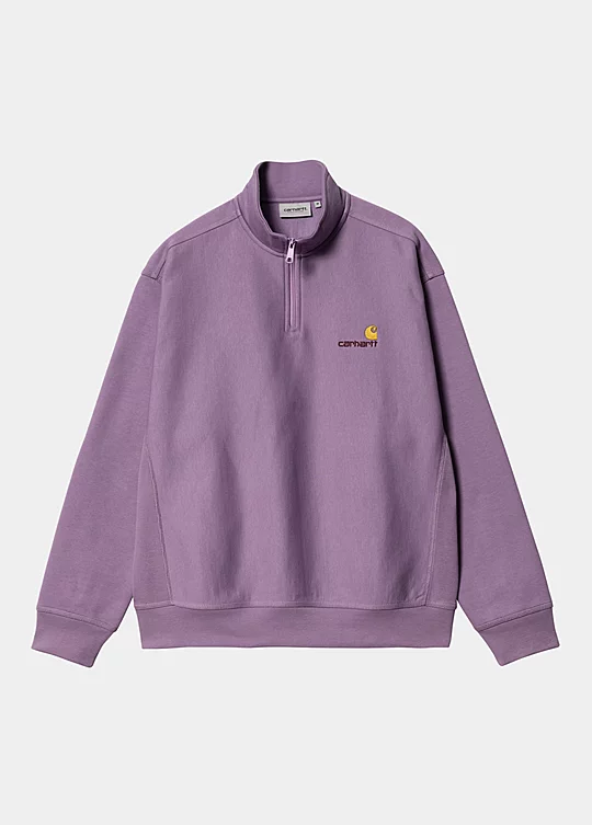 Carhartt WIP Half Zip American Script Sweatshirt in Purple
