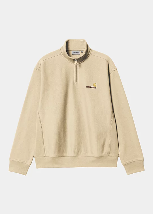 Carhartt WIP Half Zip American Script Sweatshirt in Yellow